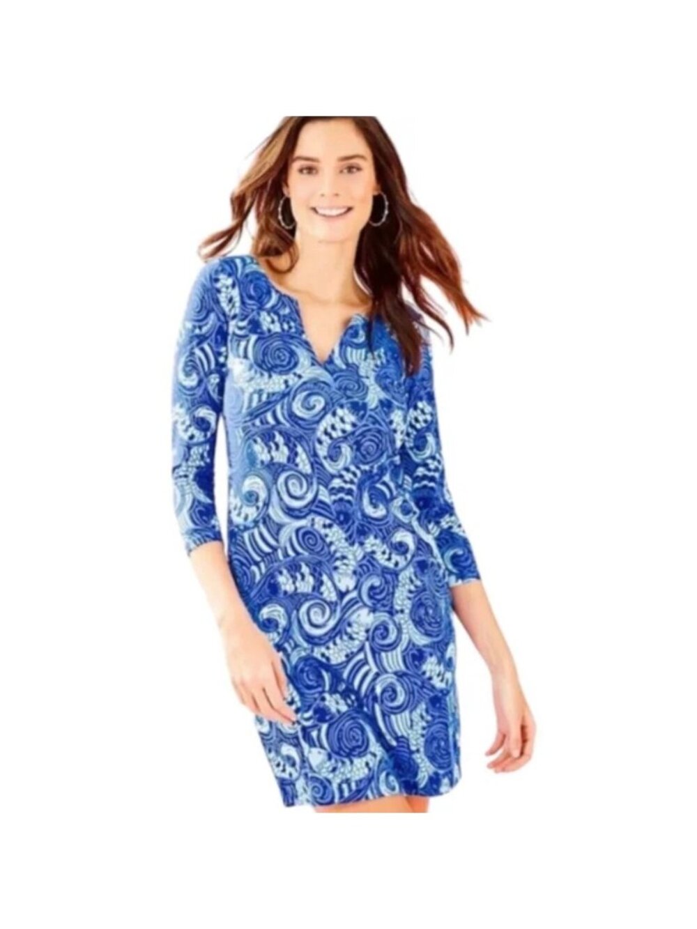 Lilly Pulitzer Sophiletta Blue Grotto Dress Womens Size L Just Reel It In Knit